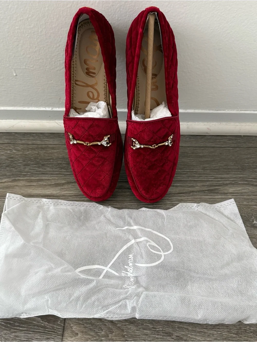 Sam Edelman Bright Scarlett Loraine Regal Velour Loafers Size 6.5 NIB